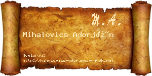 Mihalovics Adorján névjegykártya